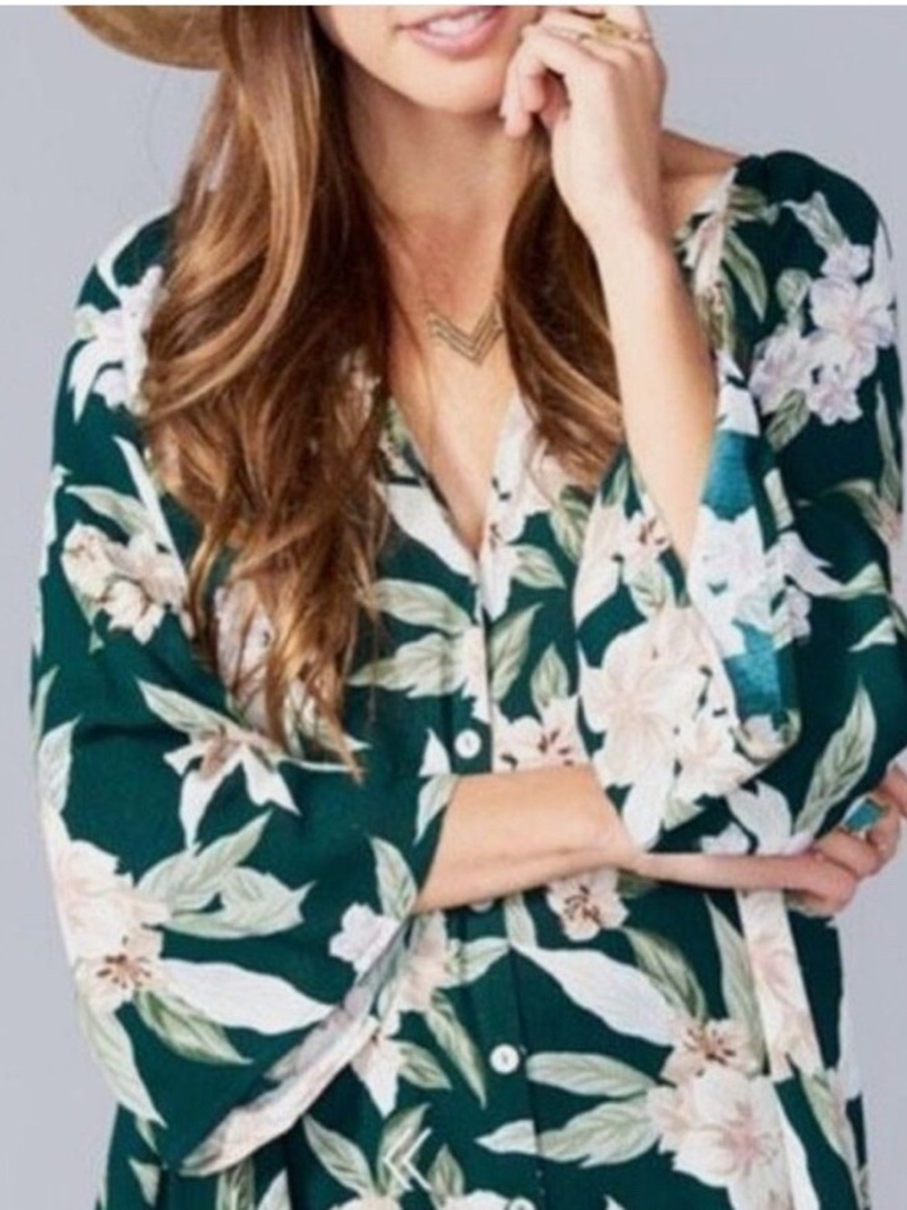 Show Me Your Mumu Catalina Cup Tunic Top | Floral Forest Green X-Small